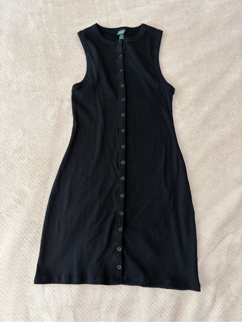 wild fable Black Sleeveless Button-Front Midi Dress